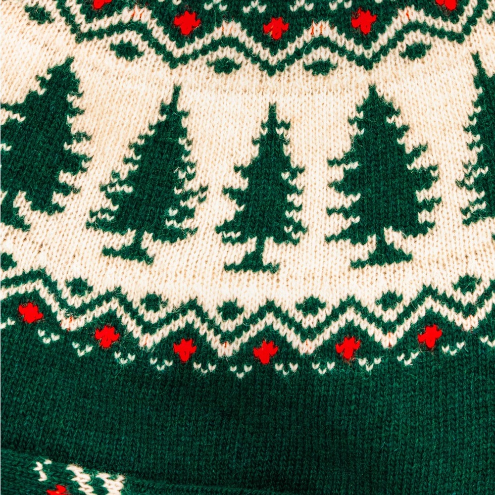 Kiel James Patrick Green Cream Red Fair Isle Tree Crewneck Sweater - Picture 2 of 4